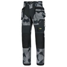 Flexiwork, work trousers+ holster pockets , camo grijs - zwart (87