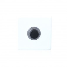 Beldrukker vierkant 50x50x8mm met zwarte button wit